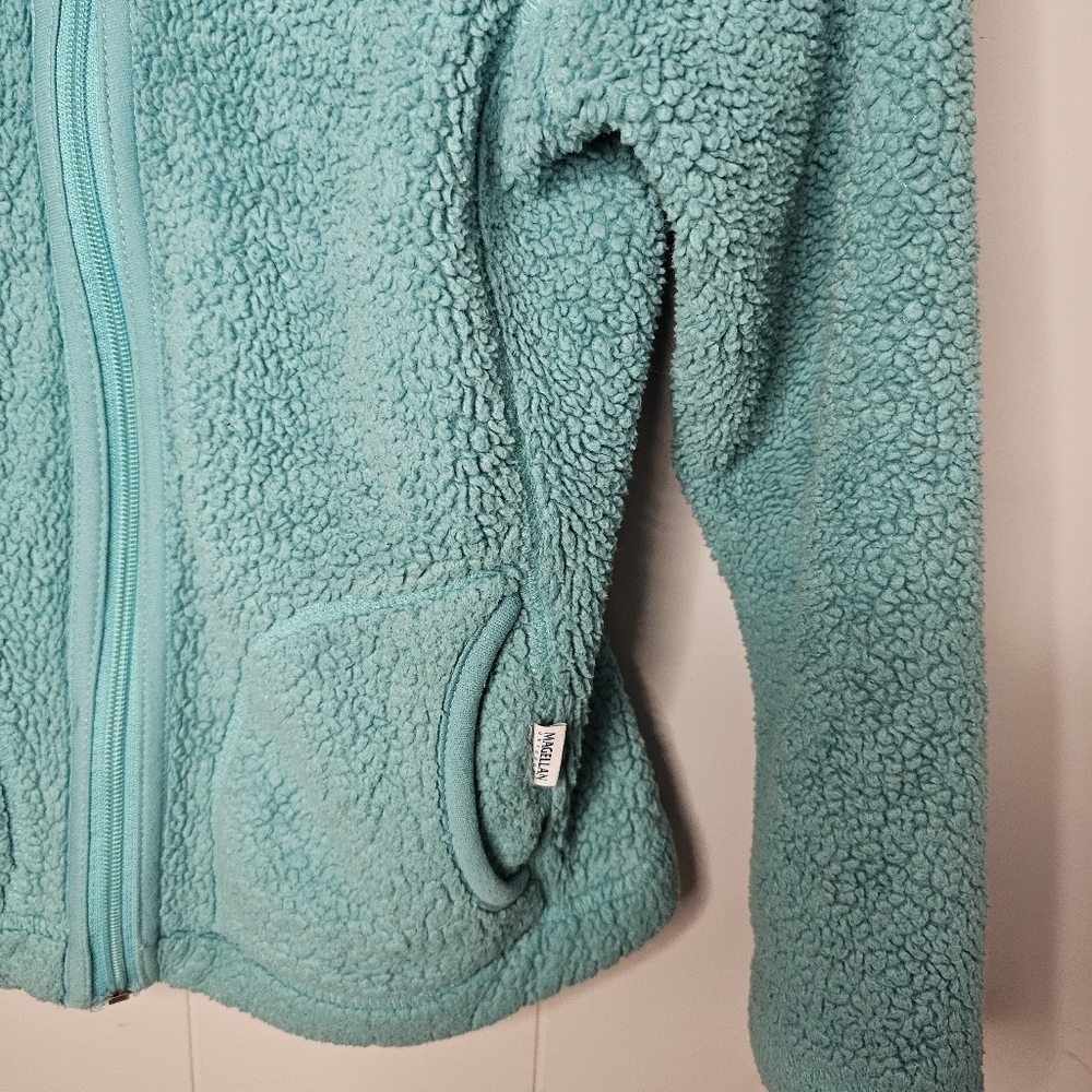 Magellan Girls Teal Fleece Jacket with Hood, Medium - Picture 3 of 5